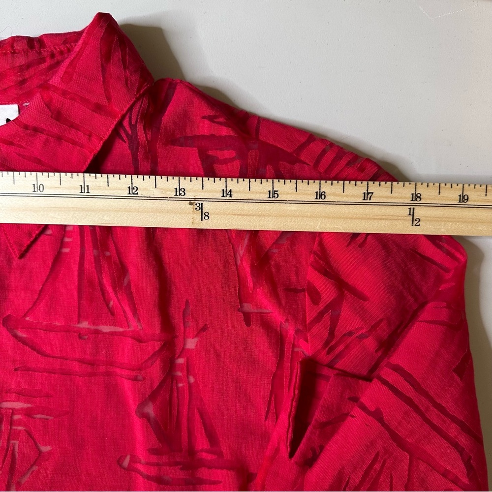 Alfred Dunner Red Burnout Button Top Sz 1X (?) Sailboat Nautical Coastal * READ - Picture 7 of 14